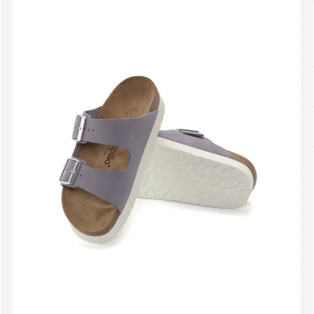 Birkenstock Papillio Arizona Platform Nubuck Leather Purple Fog Narrow NEW $200